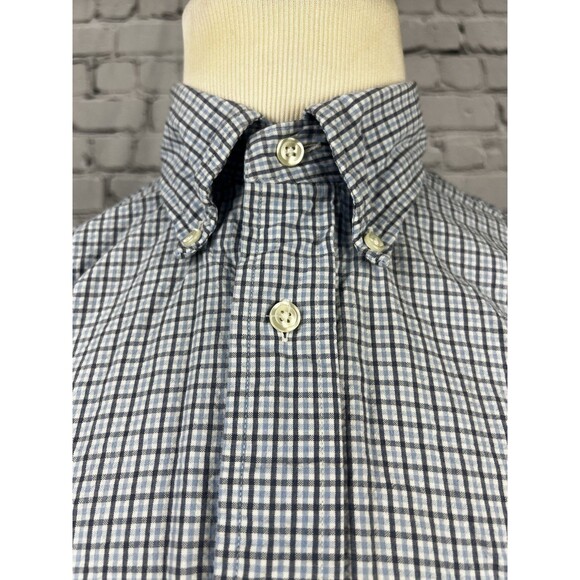 Brooks Brother Seersucker Short Sleeve Button Down Shirt Men M Regent Blue,White - Picture 5 of 9